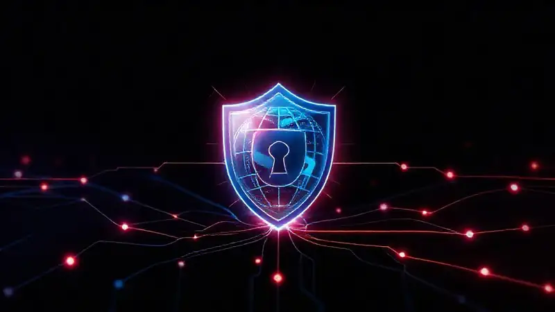 Protección digital futurista advierte amenazas cibernéticas