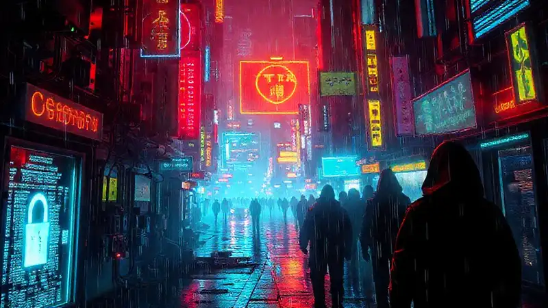 Ciudad cyberpunk futurista