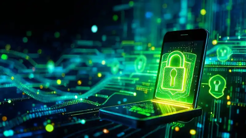 Seguridad digital futurista y brillante