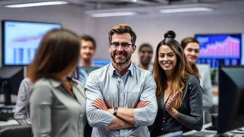 Equipo positivo mejora con calma y éxito