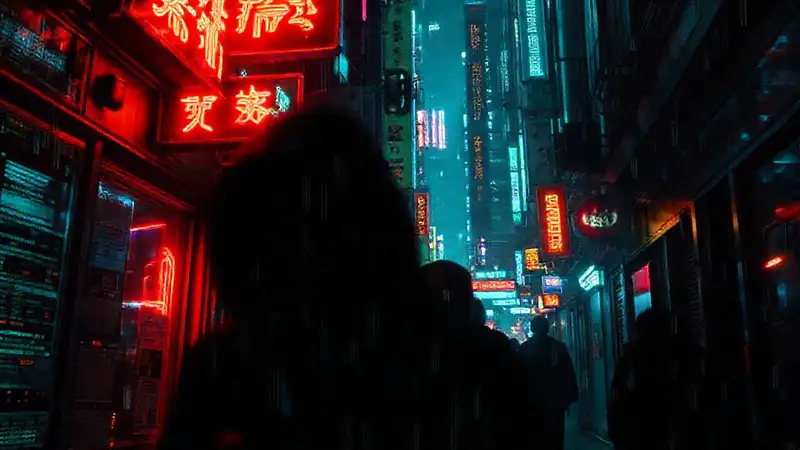 Ciudad cyberpunk oscura