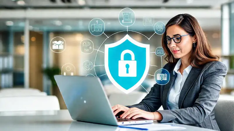 Una ejecutiva gestiona documentos legales digitales