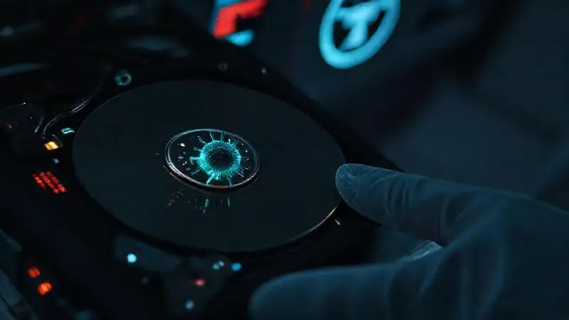 Un disco duro infectado brilla en blanco
