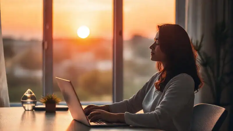 Mujer meditando en un espacio sereno