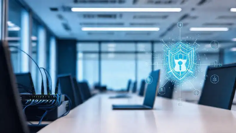 Oficina moderna, riesgo digital, alerta constante