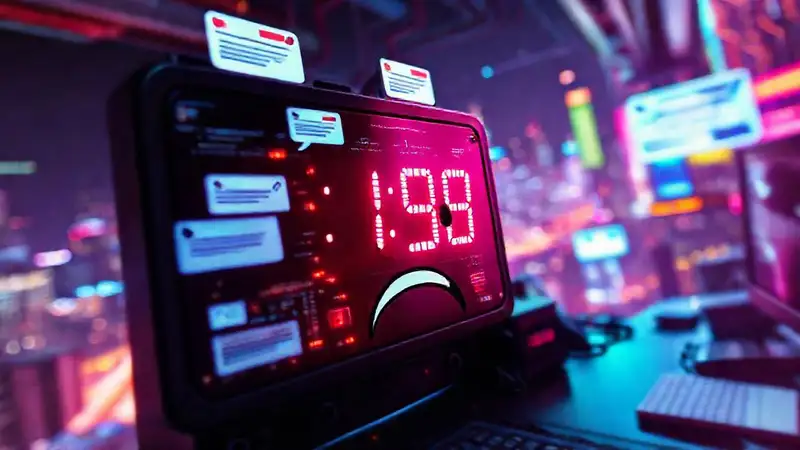 Un reloj digital anuncia un futuro caótico