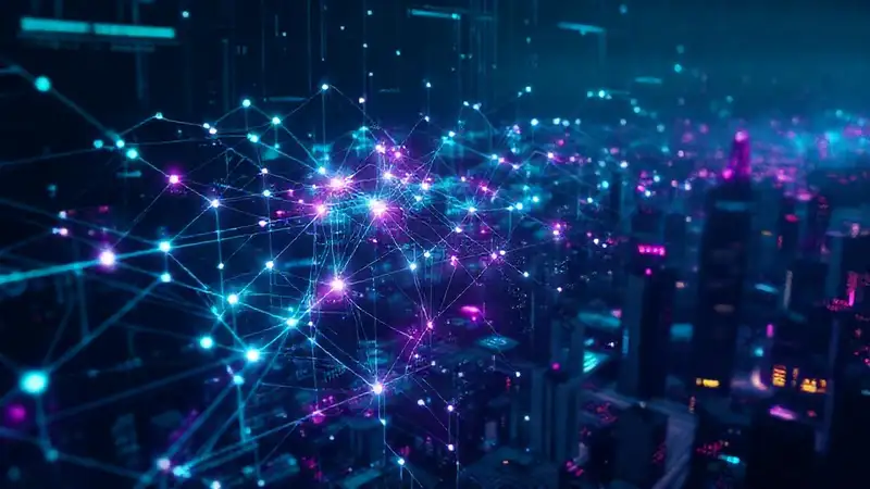 Red digital futurista, sutilmente iluminada