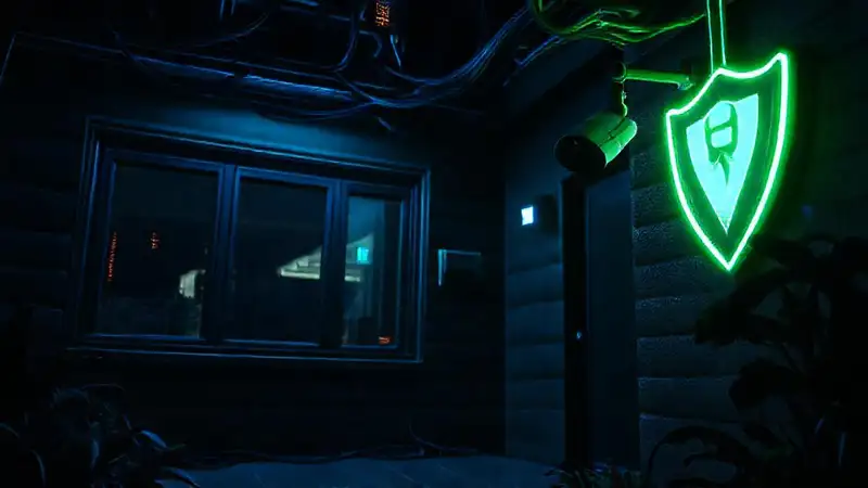 Un hogar cyberpunk futurista y vigilado