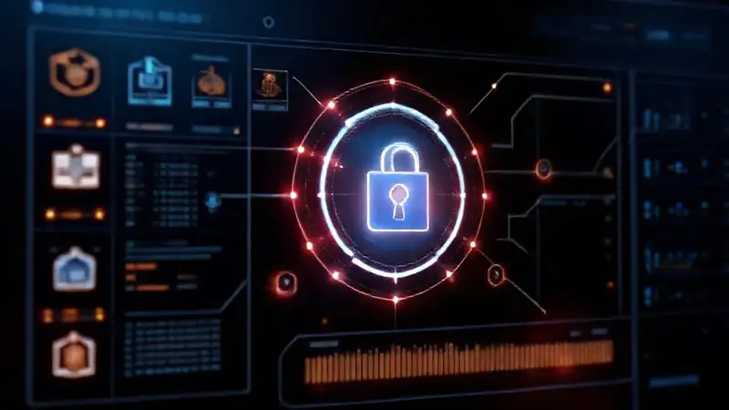 Panel de seguridad digital futurista y seguro